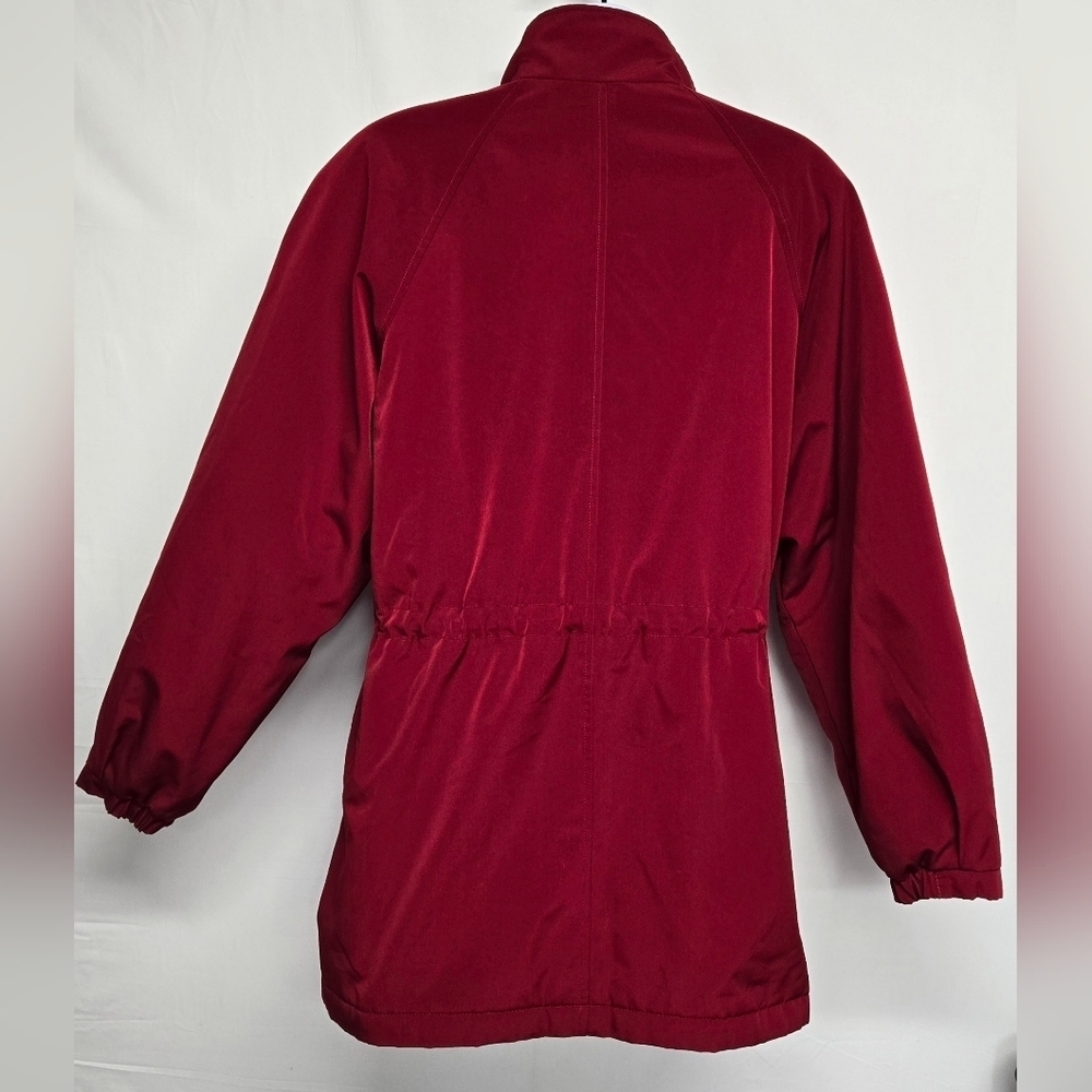 Liz Claiborne S Winter Coat Faux Layered Vest Fleece Drawstring Red Wine - Picture 4 of 12